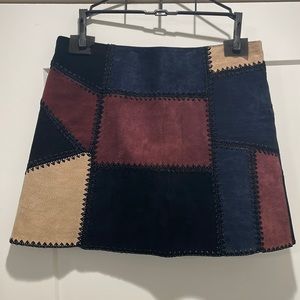 Zara Crochet Patchwork Suede Skirt